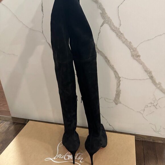 Christian Louboutin KATE BOTTA ALTA 85 Suede Over Knee Thigh High Boots - Picture 9 of 15